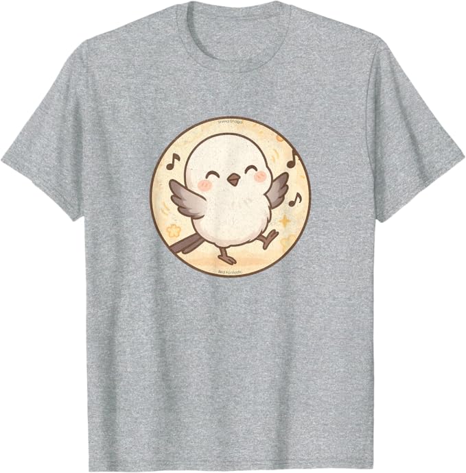 Cute Dancing Shima Enaga “Japanese Snow Fairy” Bird Design T-Shirt | Birding Graphic Tee