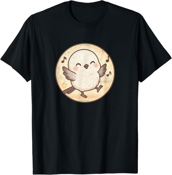 Cute Dancing Shima Enaga “Japanese Snow Fairy” Bird Design T-Shirt | Birding Graphic Tee