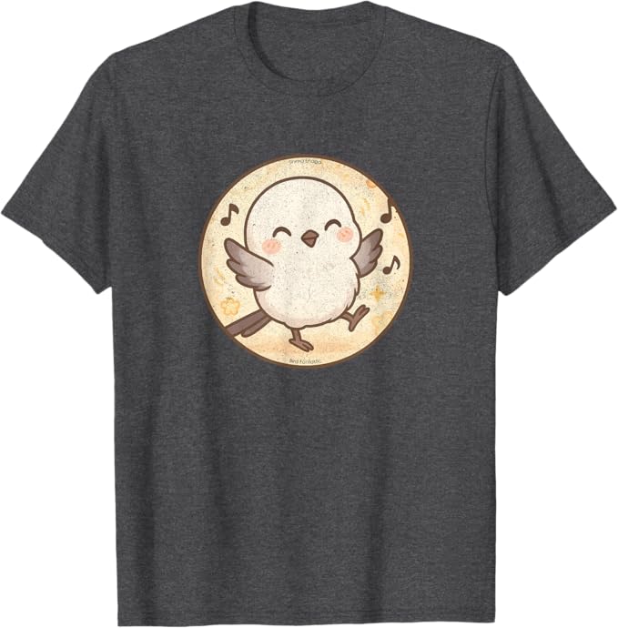 Cute Dancing Shima Enaga “Japanese Snow Fairy” Bird Design T-Shirt | Birding Graphic Tee