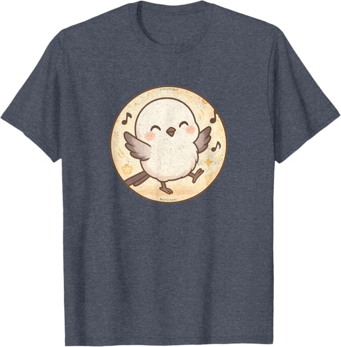 Cute Dancing Shima Enaga “Japanese Snow Fairy” Bird Design T-Shirt | Birding Graphic Tee
