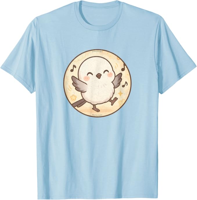 Cute Dancing Shima Enaga “Japanese Snow Fairy” Bird Design T-Shirt | Birding Graphic Tee