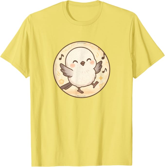 Cute Dancing Shima Enaga “Japanese Snow Fairy” Bird Design T-Shirt | Birding Graphic Tee