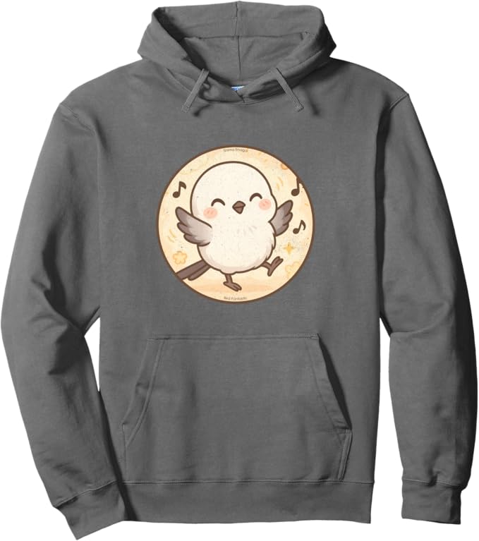 Retro Cute Dancing Shima Enaga “Japanese Snow Fairy” Hoodie – Vintage Bird Design Sweatshirt