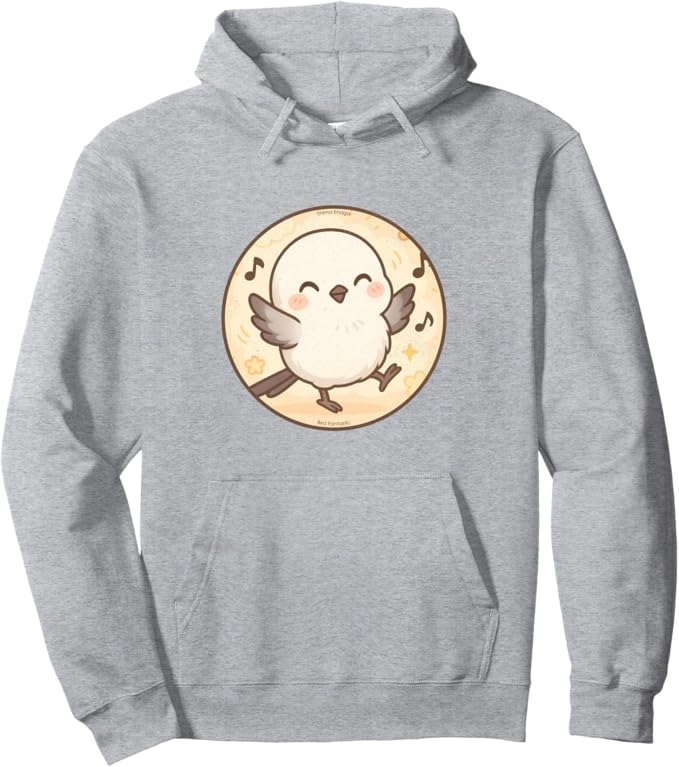 Retro Cute Dancing Shima Enaga “Japanese Snow Fairy” Hoodie – Vintage Bird Design Sweatshirt