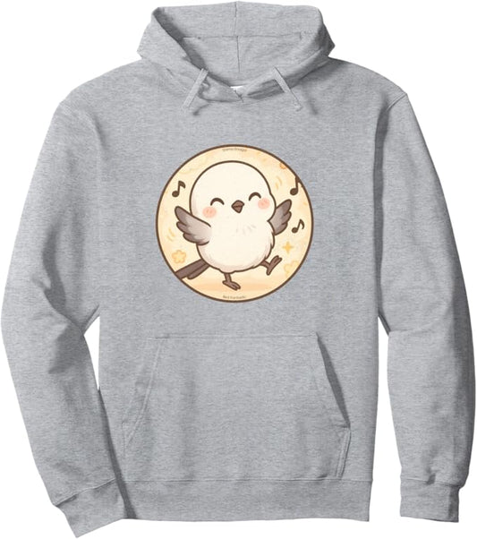 Retro Cute Dancing Shima Enaga “Japanese Snow Fairy” Hoodie – Vintage Bird Design Sweatshirt