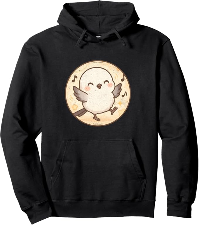 Retro Cute Dancing Shima Enaga “Japanese Snow Fairy” Hoodie – Vintage Bird Design Sweatshirt