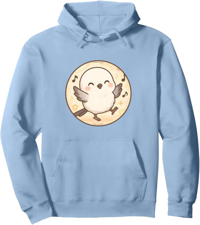 Retro Cute Dancing Shima Enaga “Japanese Snow Fairy” Hoodie – Vintage Bird Design Sweatshirt