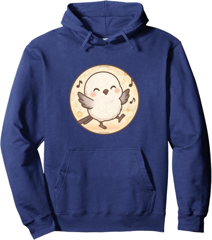 Retro Cute Dancing Shima Enaga “Japanese Snow Fairy” Hoodie – Vintage Bird Design Sweatshirt
