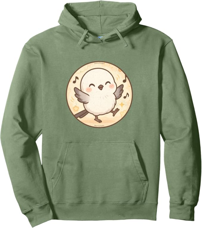 Retro Cute Dancing Shima Enaga “Japanese Snow Fairy” Hoodie – Vintage Bird Design Sweatshirt