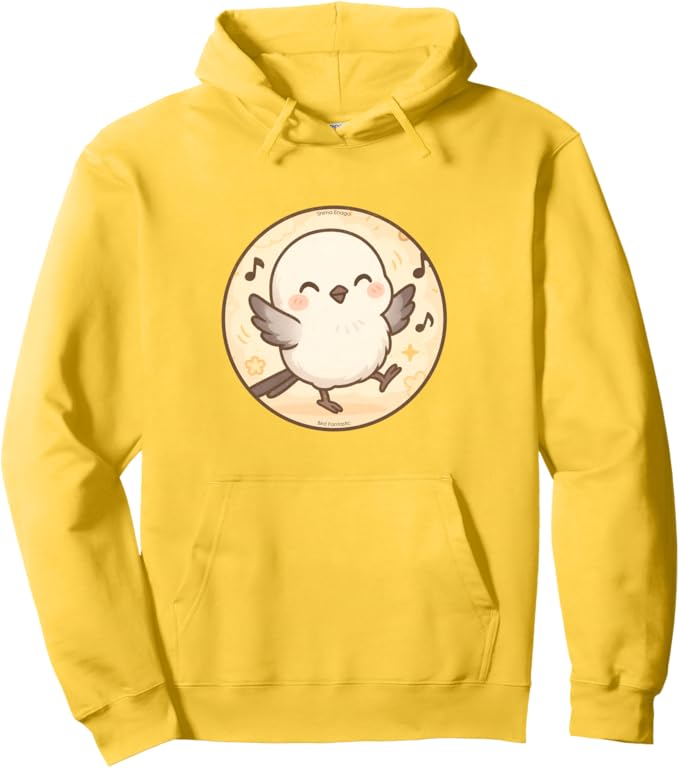 Retro Cute Dancing Shima Enaga “Japanese Snow Fairy” Hoodie – Vintage Bird Design Sweatshirt