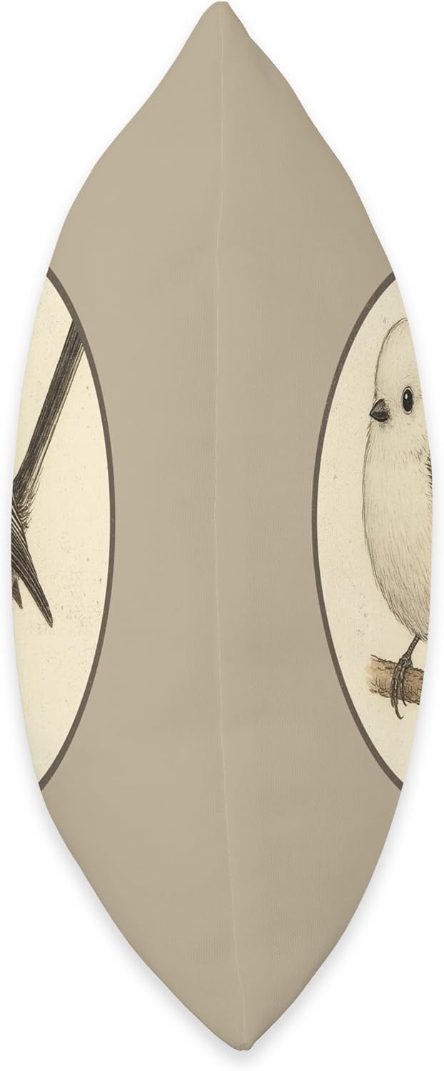 Retro Shima Enaga “Japanese Snow Fairy Bird” Design Throw Pillow | by Bird Fantastic