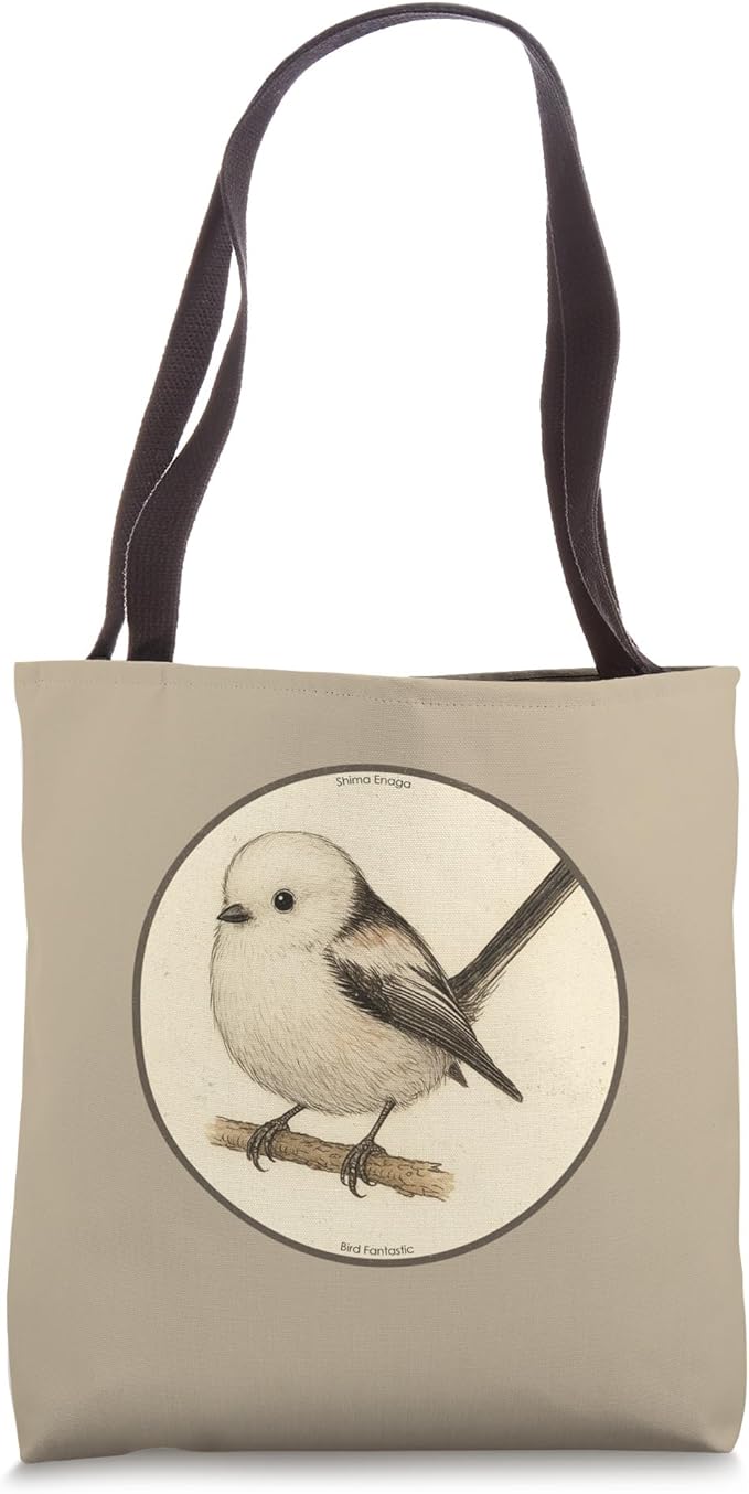 Colorful Retro Shima Enaga “Japanese Snow Fairy Bird” Design Tote Bag by Bird Fantastic