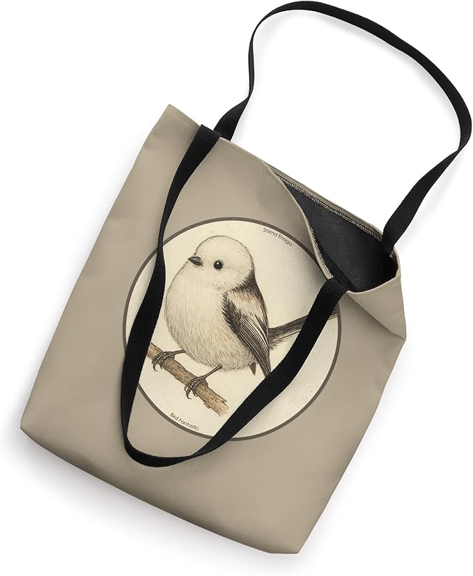 Colorful Retro Shima Enaga “Japanese Snow Fairy Bird” Design Tote Bag by Bird Fantastic
