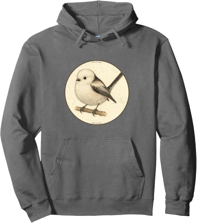 Retro Shima Enaga “Japanese Snow Fairy Bird” Design Pullover Hoodie – Vintage Bird Design Sweatshirt