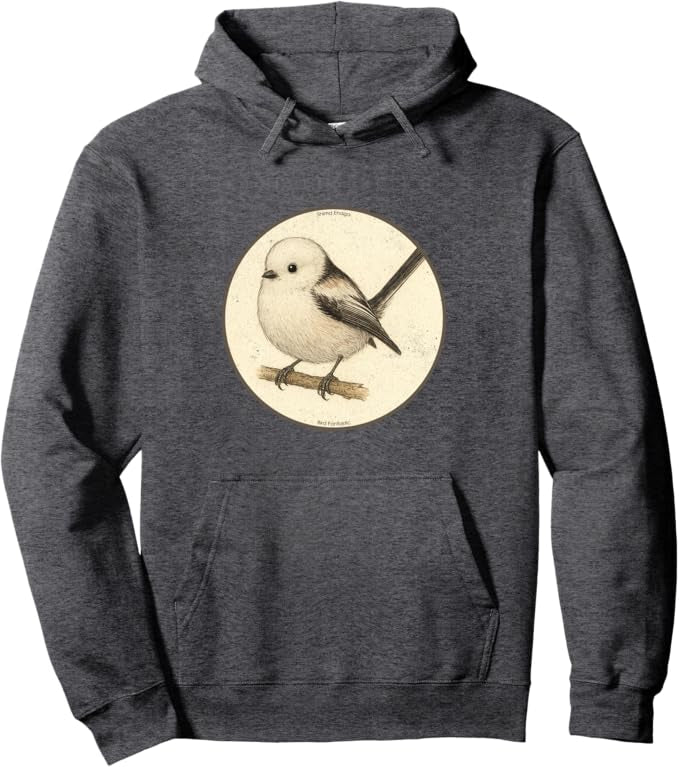 Retro Shima Enaga “Japanese Snow Fairy Bird” Design Pullover Hoodie – Vintage Bird Design Sweatshirt