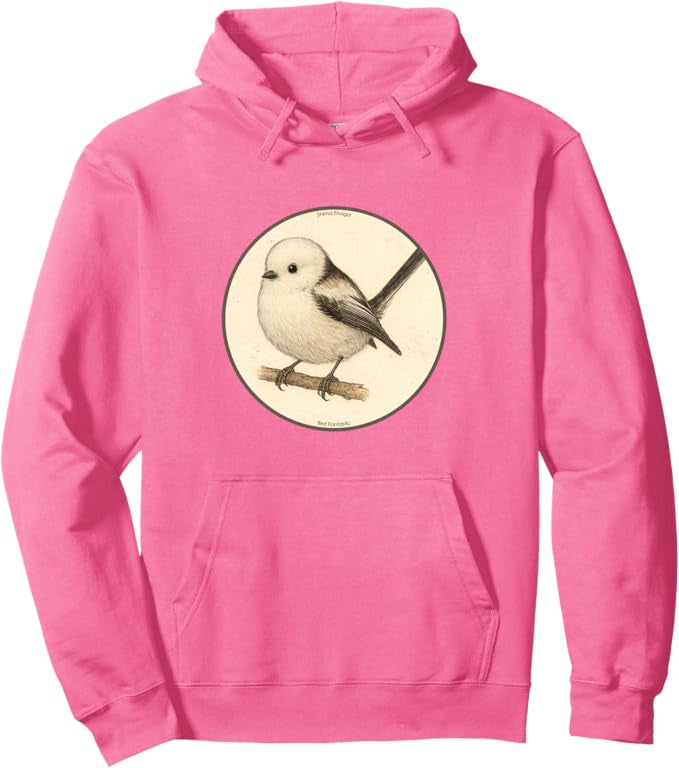 Retro Shima Enaga “Japanese Snow Fairy Bird” Design Pullover Hoodie – Vintage Bird Design Sweatshirt