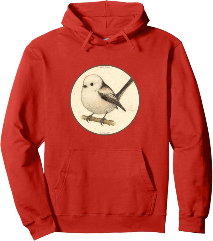 Retro Shima Enaga “Japanese Snow Fairy Bird” Design Pullover Hoodie – Vintage Bird Design Sweatshirt