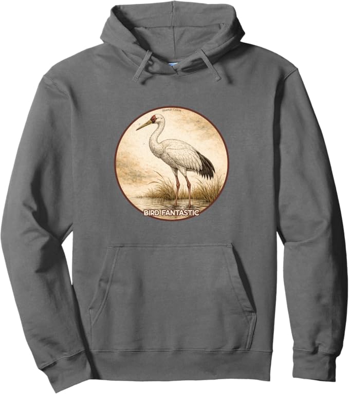 Retro Siberian Crane Hoodie – Vintage Bird Design Sweatshirt