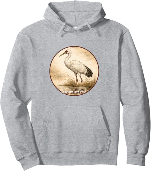 Retro Siberian Crane Hoodie – Vintage Bird Design Sweatshirt