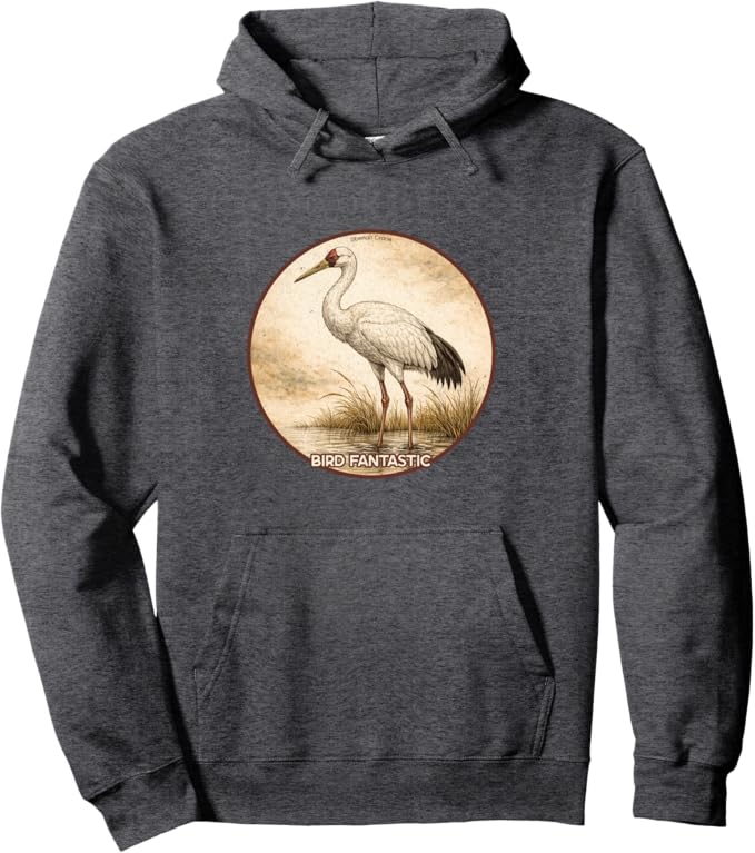 Retro Siberian Crane Hoodie – Vintage Bird Design Sweatshirt