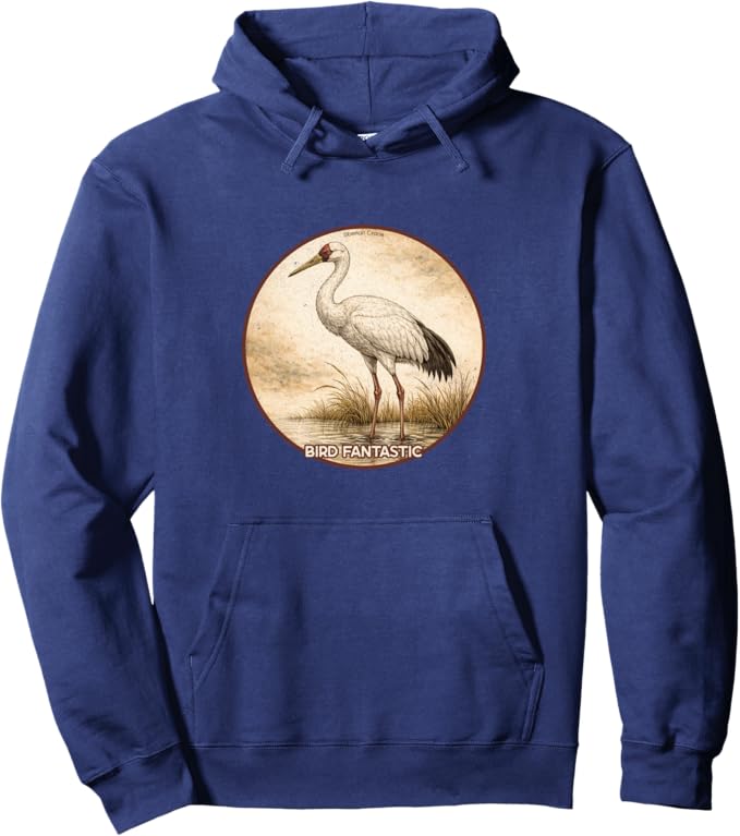 Retro Siberian Crane Hoodie – Vintage Bird Design Sweatshirt