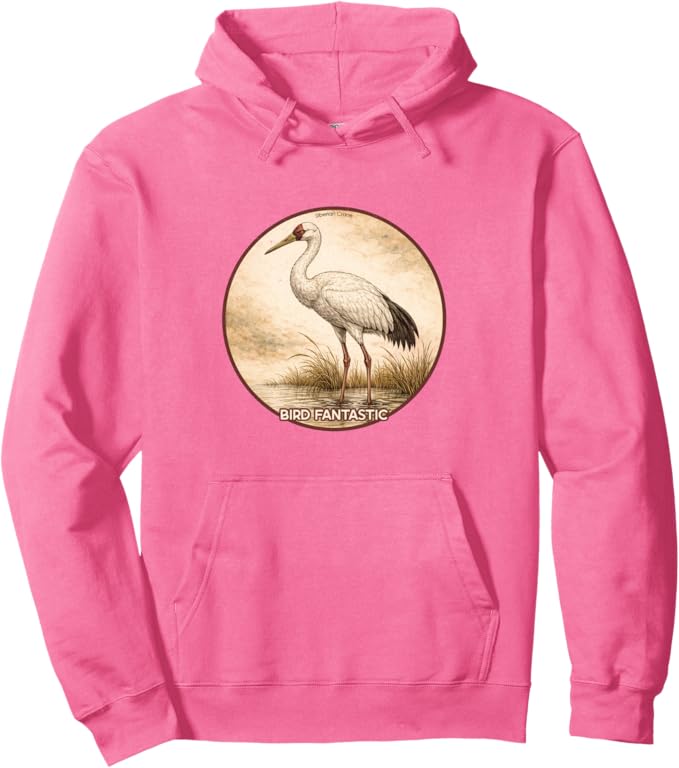 Retro Siberian Crane Hoodie – Vintage Bird Design Sweatshirt