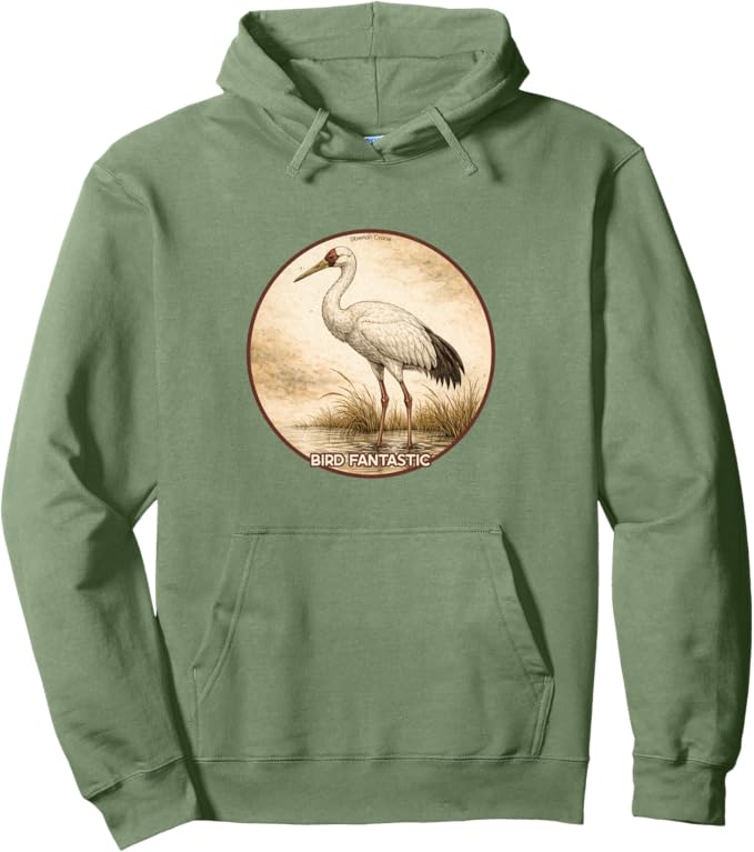 Retro Siberian Crane Hoodie – Vintage Bird Design Sweatshirt