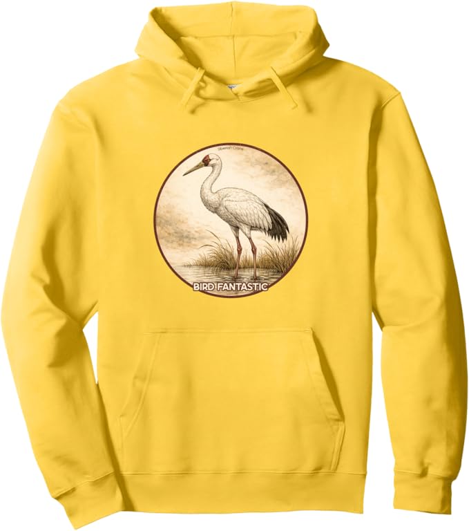 Retro Siberian Crane Hoodie – Vintage Bird Design Sweatshirt