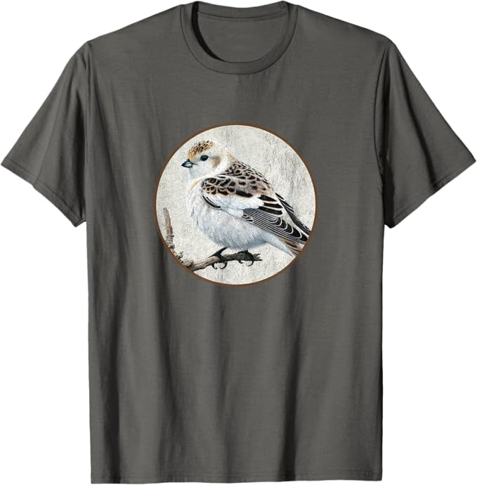 Snow Bunting T-Shirt Retro Design by Bird.fan | Men's Birding Graphic Tee