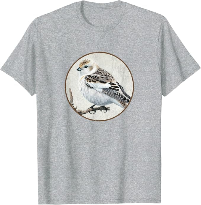 Snow Bunting T-Shirt Retro Design by Bird.fan | Men's Birding Graphic Tee