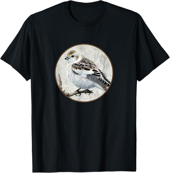 Snow Bunting T-Shirt Retro Design by Bird.fan | Men's Birding Graphic Tee