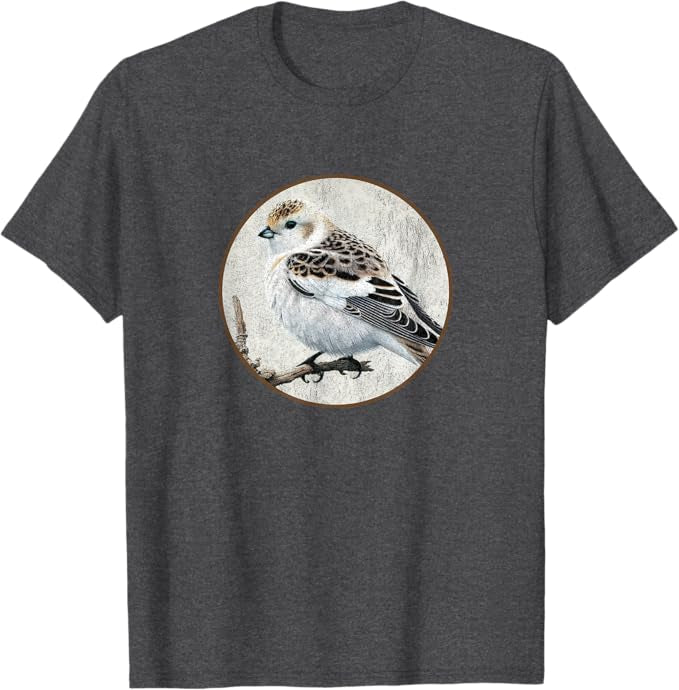 Snow Bunting T-Shirt Retro Design by Bird.fan | Men's Birding Graphic Tee