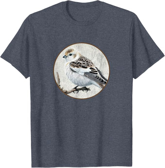 Snow Bunting T-Shirt Retro Design by Bird.fan | Men's Birding Graphic Tee