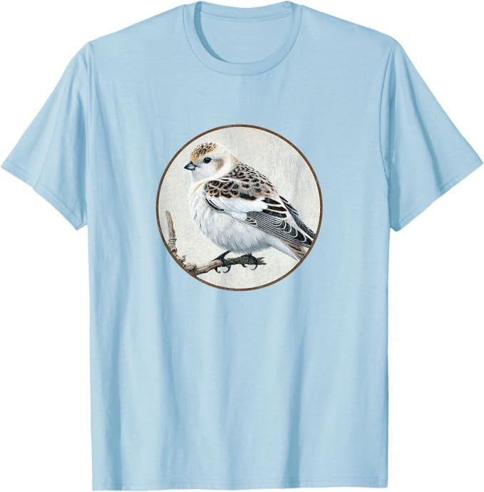 Snow Bunting T-Shirt Retro Design by Bird.fan | Men's Birding Graphic Tee