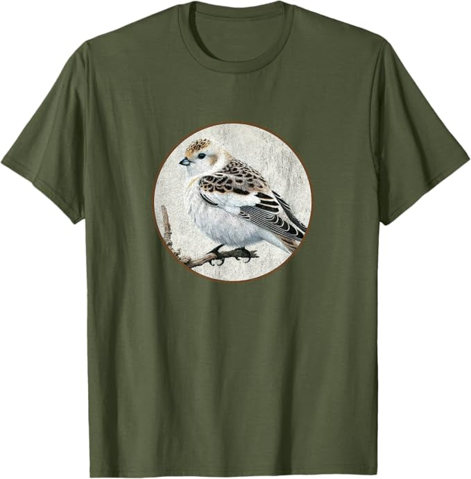 Snow Bunting T-Shirt Retro Design by Bird.fan | Men's Birding Graphic Tee
