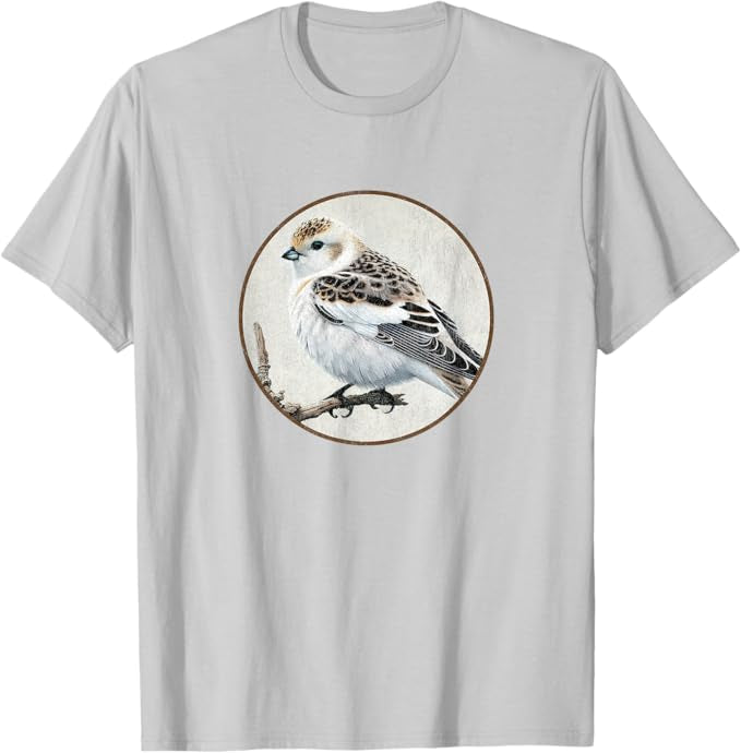 Snow Bunting T-Shirt Retro Design by Bird.fan | Men's Birding Graphic Tee