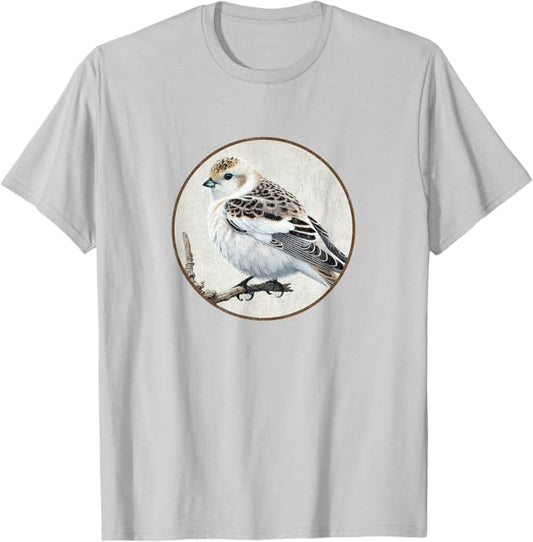 Snow Bunting T-Shirt Retro Design by Bird.fan | Men's Birding Graphic Tee