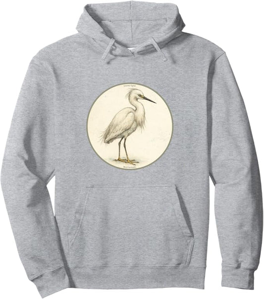 Retro Snowy Egret Hoodie – Vintage Bird Design Sweatshirt