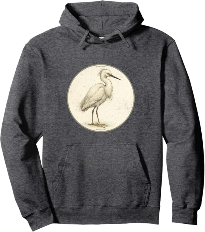Retro Snowy Egret Hoodie – Vintage Bird Design Sweatshirt