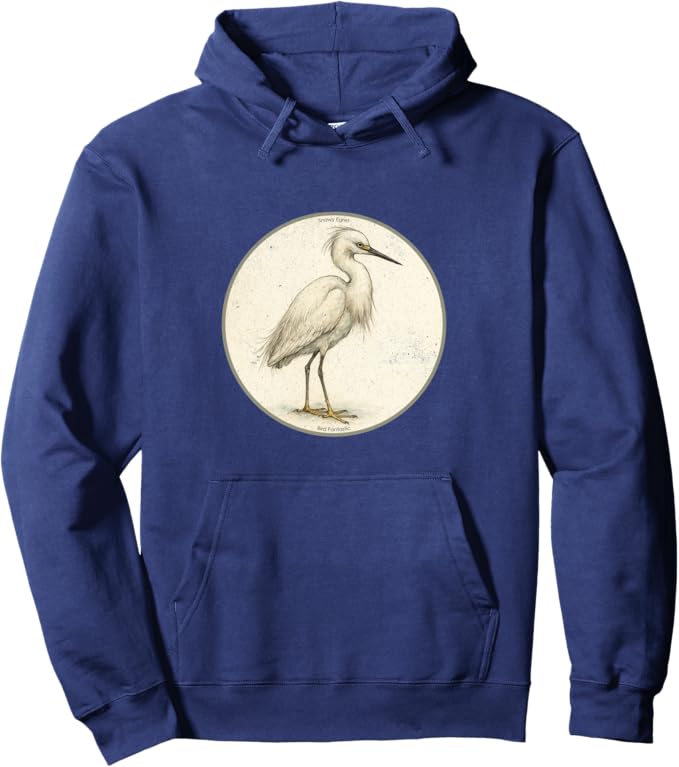 Retro Snowy Egret Hoodie – Vintage Bird Design Sweatshirt