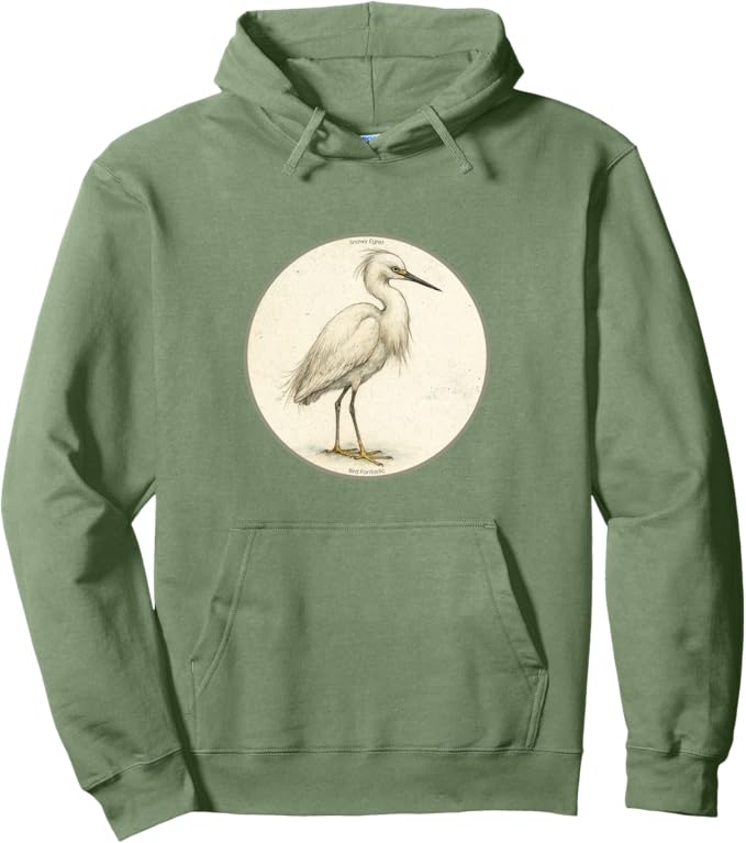 Retro Snowy Egret Hoodie – Vintage Bird Design Sweatshirt