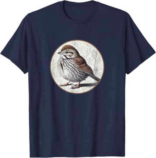 Song Sparrow T-Shirt Retro Design by Bird.fan