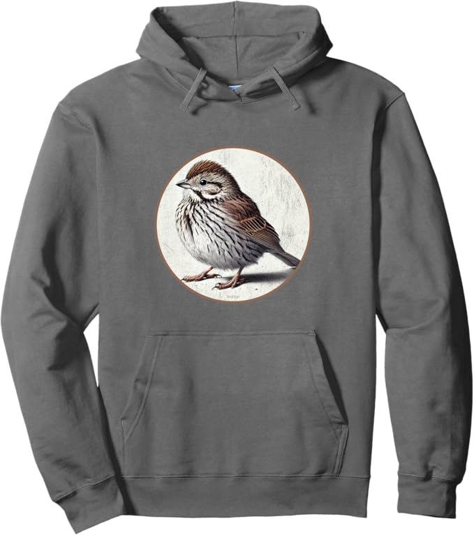 Retro Song Sparrow Hoodie – Vintage Bird Design Sweatshirt