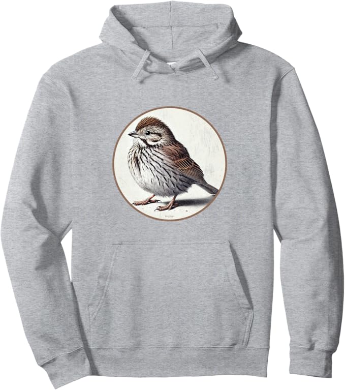 Retro Song Sparrow Hoodie – Vintage Bird Design Sweatshirt