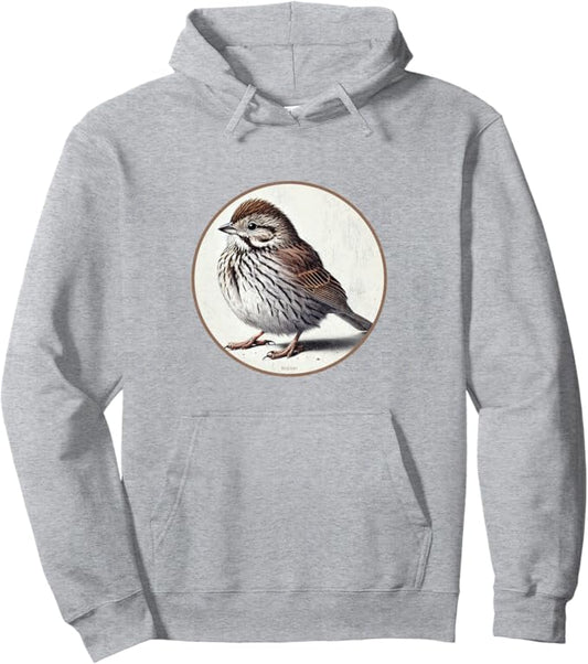 Retro Song Sparrow Hoodie – Vintage Bird Design Sweatshirt