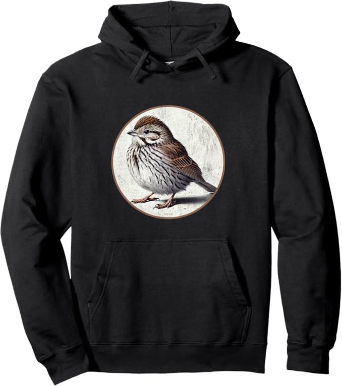 Retro Song Sparrow Hoodie – Vintage Bird Design Sweatshirt