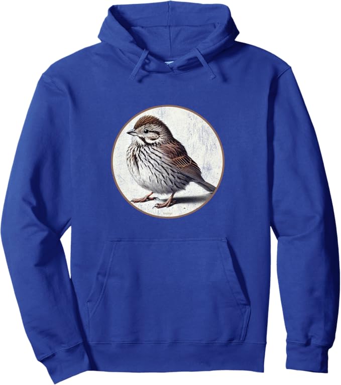 Retro Song Sparrow Hoodie – Vintage Bird Design Sweatshirt