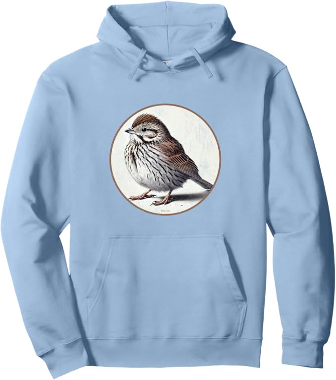 Retro Song Sparrow Hoodie – Vintage Bird Design Sweatshirt