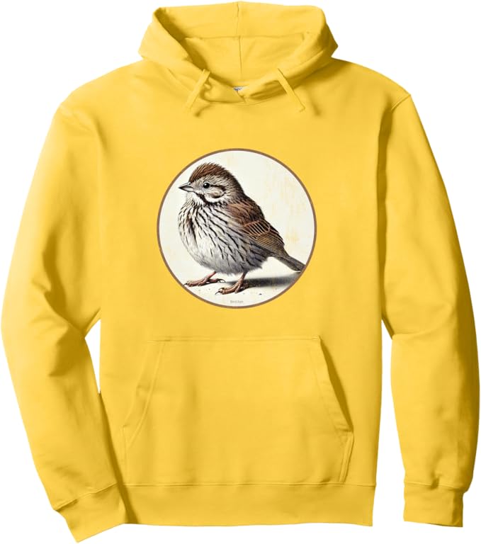 Retro Song Sparrow Hoodie – Vintage Bird Design Sweatshirt