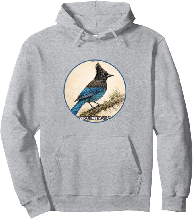 Retro Steller's Jay Hoodie – Vintage Bird Design Sweatshirt